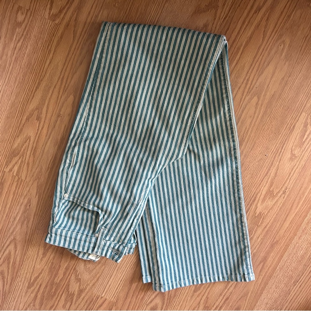 Free People Striped Wide Leg Jeans